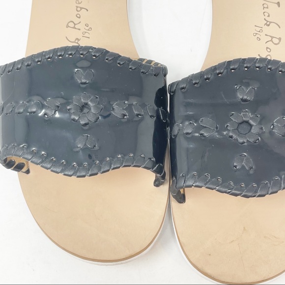 JACK ROGERS Black Patent SANIBEL Slide Sandals - Picture 3 of 7